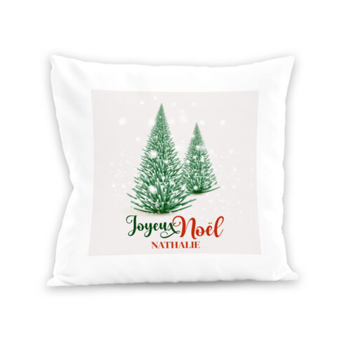 Coussin blanc - Sapins de Noël