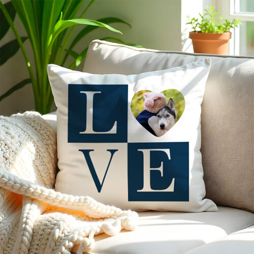 Coussin blanc - Love avec photo – Image 2