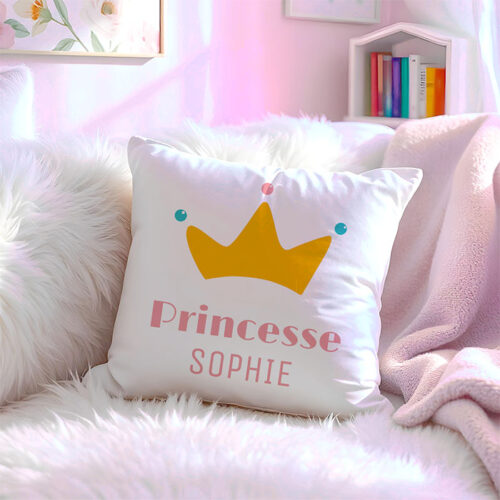 Coussin blanc - Princesse avec prénom – Image 2