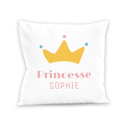 Coussin blanc - Princesse avec prénom