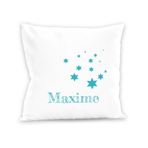 Coussin blanc - Prénom avec étoiles
