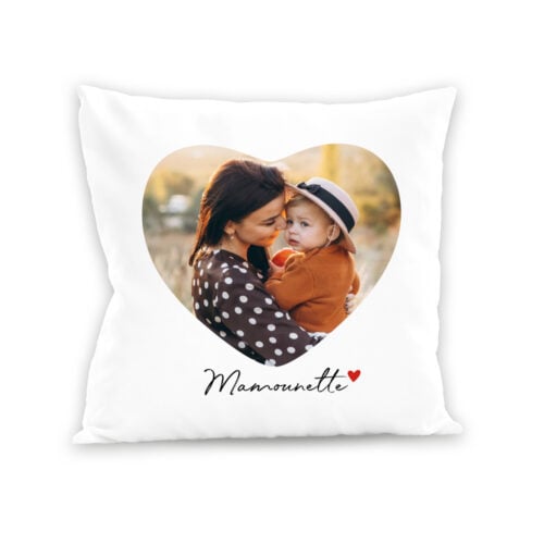 Coussin blanc - Coeur avec photo