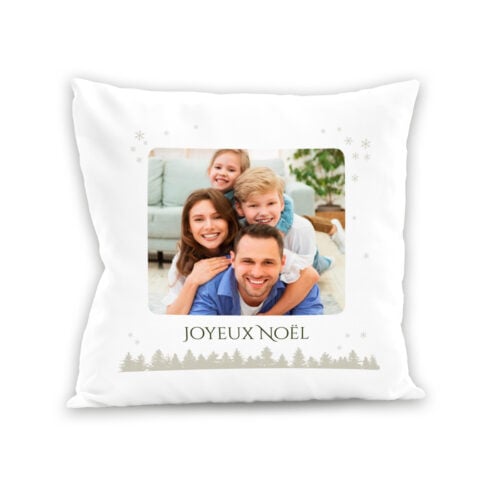 Coussin blanc - Joyeux Noël avec photo
