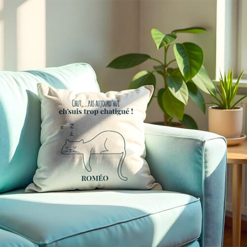 Coussin blanc - Chut, ch'suis trop chatigué ! – Image 2