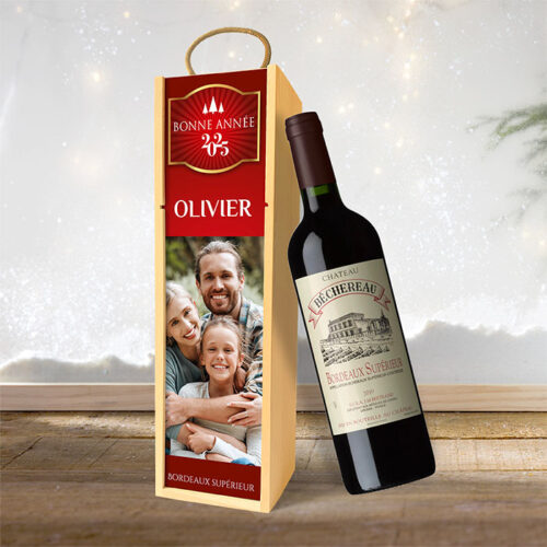 Coffret personnalisé et Vin rouge - Bonne année avec photo – Image 2