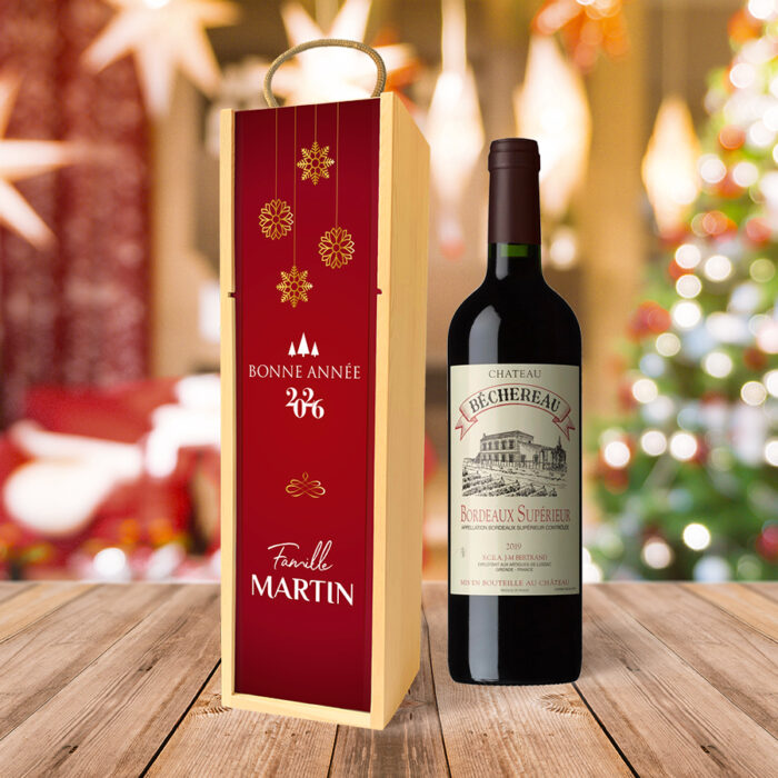 Alternative view of Coffret personnalisé et Vin rouge - Meilleurs voeux familiales