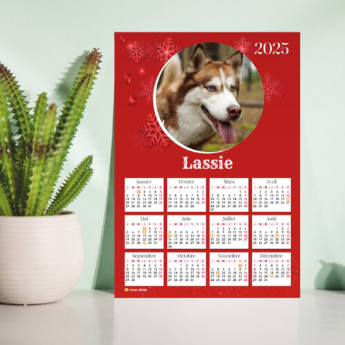 Calendrier format A3 personnalisé - Flocons rouges avec photo – Image 2