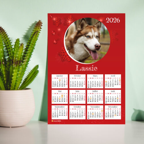 Calendrier format A3 personnalisé - Flocons rouges avec photo – Image 2