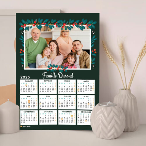 Calendrier format A3 personnalisé - Cadre floral avec photo – Image 2