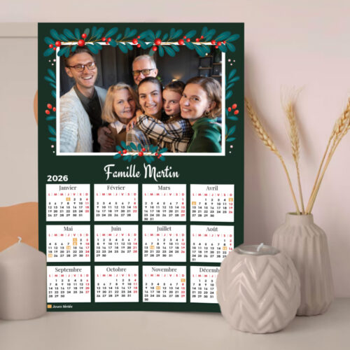 Calendrier format A3 personnalisé - Cadre floral avec photo – Image 2