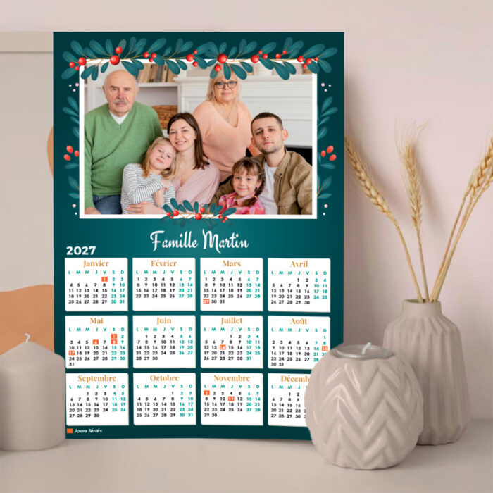 Alternative view of Calendrier format A3 personnalisé - Cadre floral avec photo
