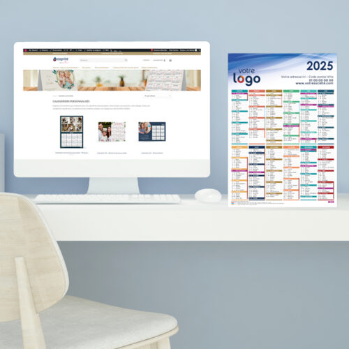 Calendrier format A3 personnalisé - Logo avec vacances scolaires – Image 2