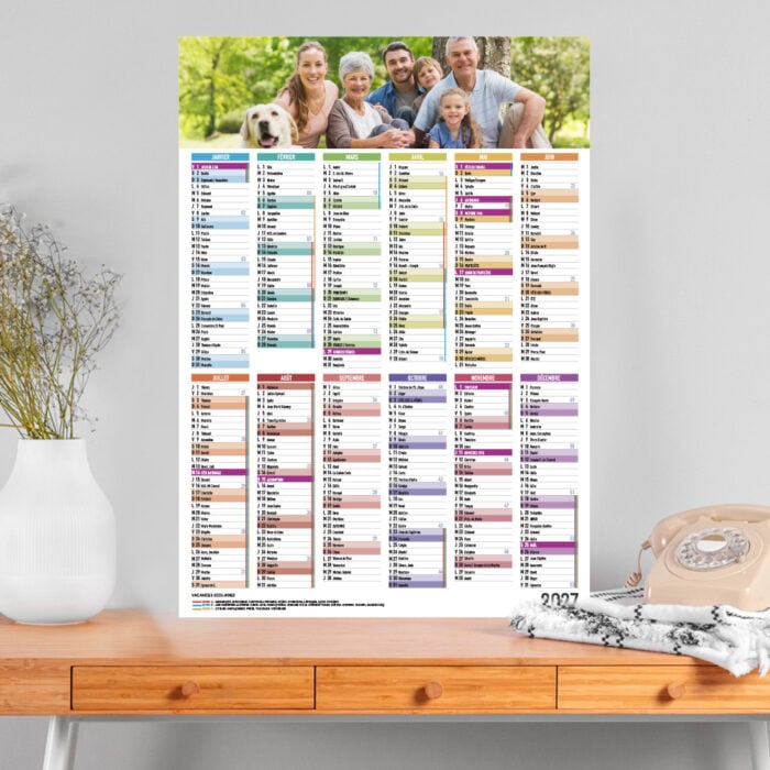 Alternative view of Calendrier format A3 personnalisé - Photo avec vacances scolaires