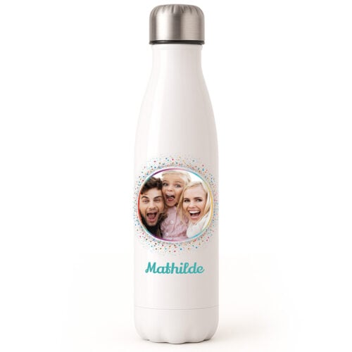Bouteille isotherme - Prénom en couleurs avec photo <br> <strong>  500 ml </strong>