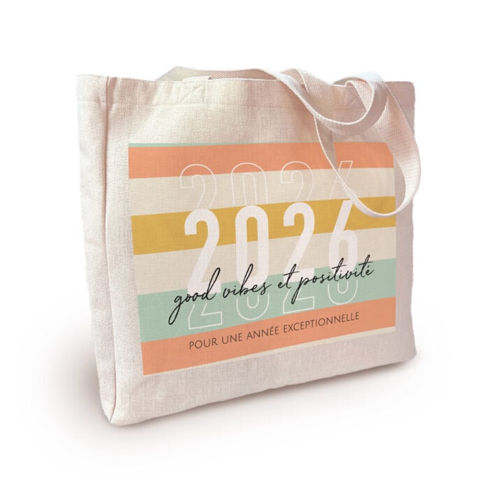 Sac cabas personnalisé – 2026 good vibes et positivité