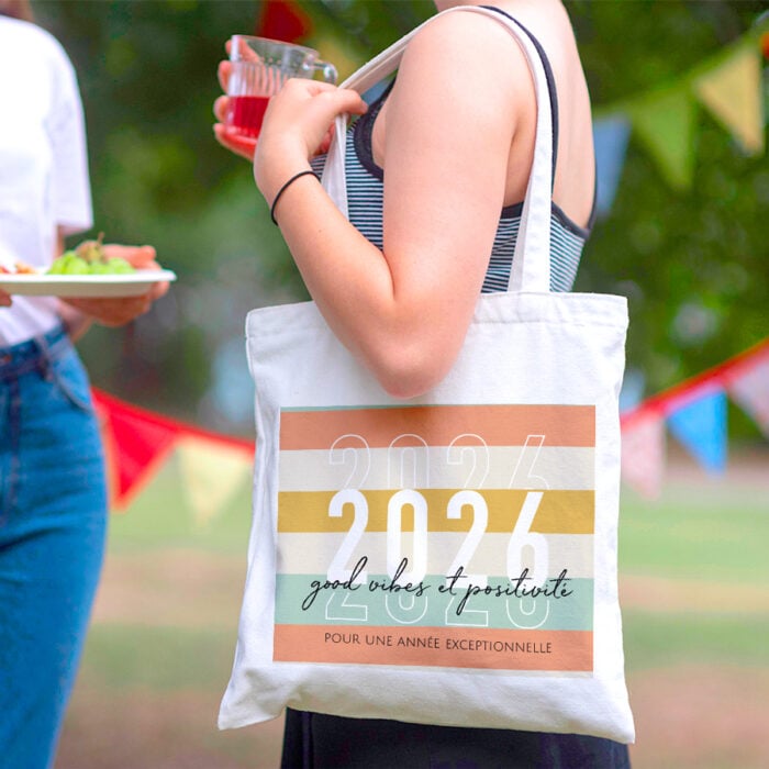 Alternative view of Sac cabas personnalisé – 2026 good vibes et positivité