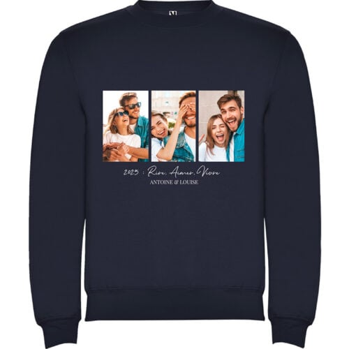 Sweat bleu - Résolutions 2025 avec photo
