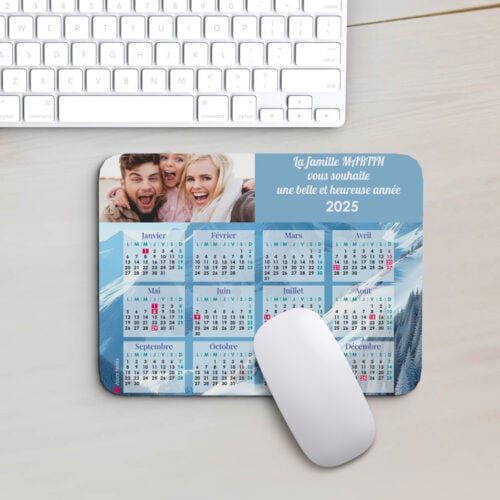 Tapis de souris rectangulaire - Calendrier photo de montagne  <br> <strong>  23,4 x 19,1 cm </strong> – Image 2