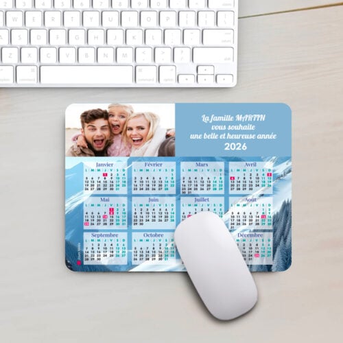 Tapis de souris rectangulaire - Calendrier photo de montagne  <br> <strong>  23,4 x 19,1 cm </strong> – Image 2