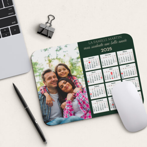 Tapis de souris rectangulaire - Calendrier chat avec photo  <br> <strong>  23,4 x 19,1 cm </strong> – Image 2