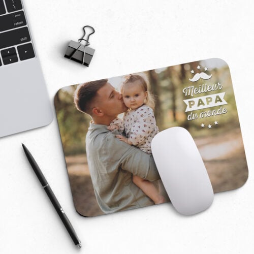 Tapis de souris rectangulaire - Meilleur papa du monde  <br> <strong>  23,4 x 19,1 cm </strong> – Image 2