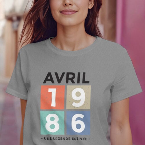 T-shirt gris - Année et mois de naissance d'une légende – Image 2