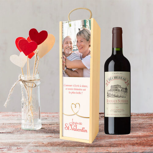 Coffret personnalisé et Vin rouge - Saint-Valentin avec photo – Image 2