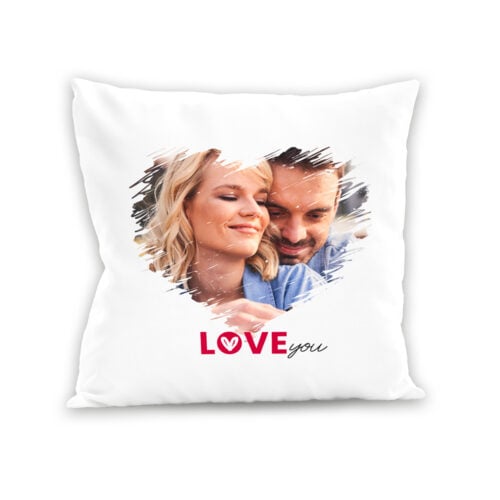 Coussin blanc - Graffiti coeur avec photo