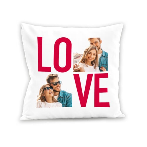 Coussin blanc - Love avec photos