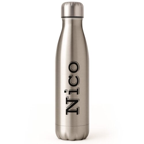 Bouteille isotherme Argent - Prénom <br> <strong>  500 ml </strong>