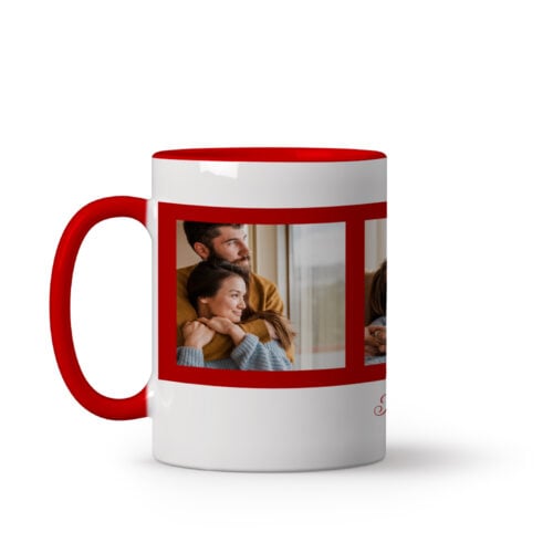 Mug rouge personnalisé - 3 photos