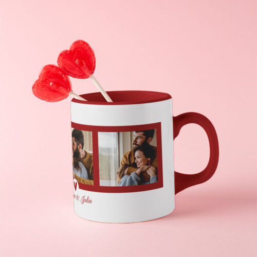 Mug rouge personnalisé - 3 photos – Image 2