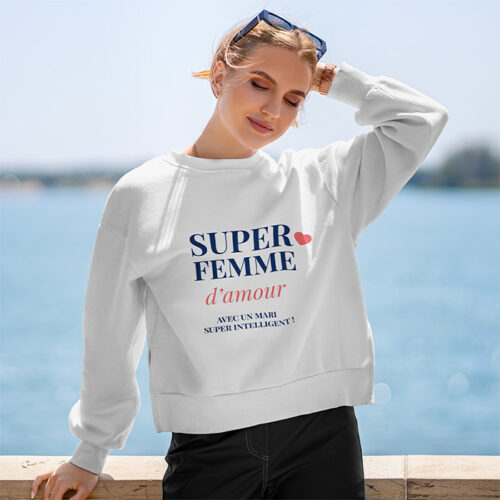 Sweat blanc - Super femme – Image 2