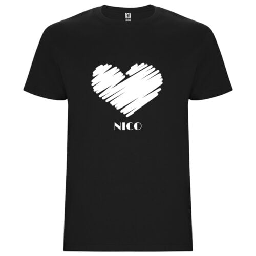 T-shirt noir - Coeur avec prénom