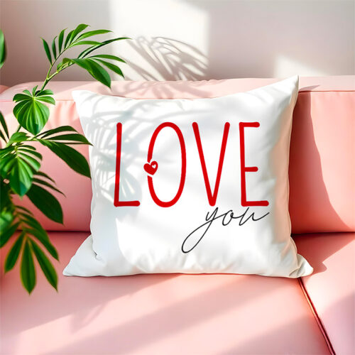 Coussin blanc - Love you avec photo – Image 2
