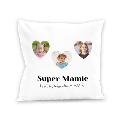 Coussin blanc - Super Mamie avec photos