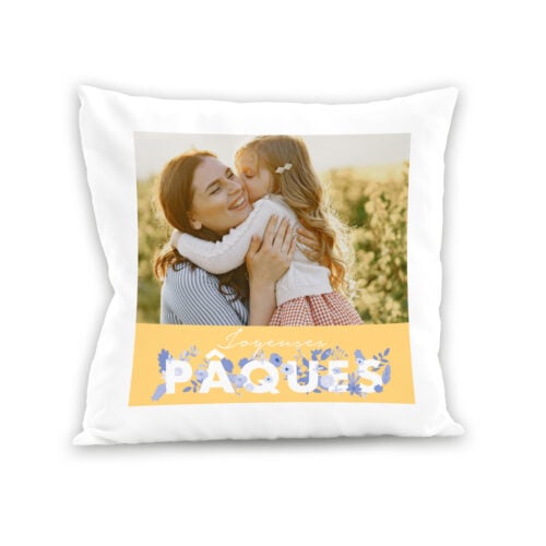 Coussin blanc - Joyeuses Pâques avec  photo