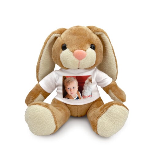 Bunny le lapin en peluche - Photo et prénom <br> <strong>  19 cm </strong>