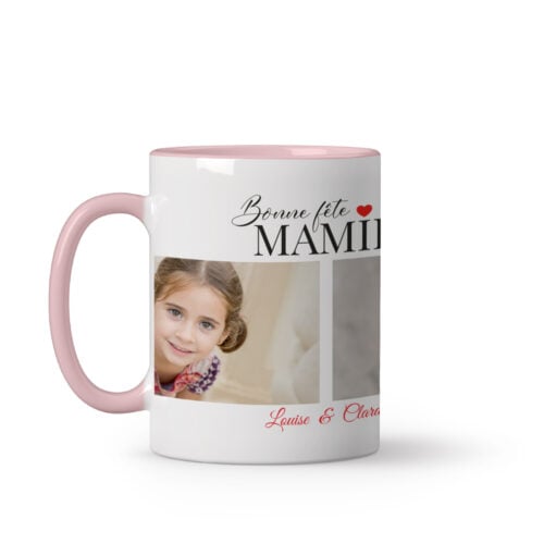 Mug rose personnalisé - Mamie on t'aime