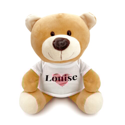 Teddy l'ours en peluche - Coeur et prénom <br> <strong>  23 cm </strong>