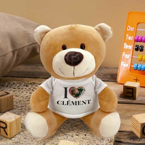 Teddy l'ours en peluche - I love avec photo <br> <strong>  23 cm </strong> – Image 2