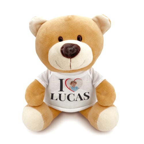 Teddy l'ours en peluche - I love avec photo <br> <strong>  23 cm </strong>