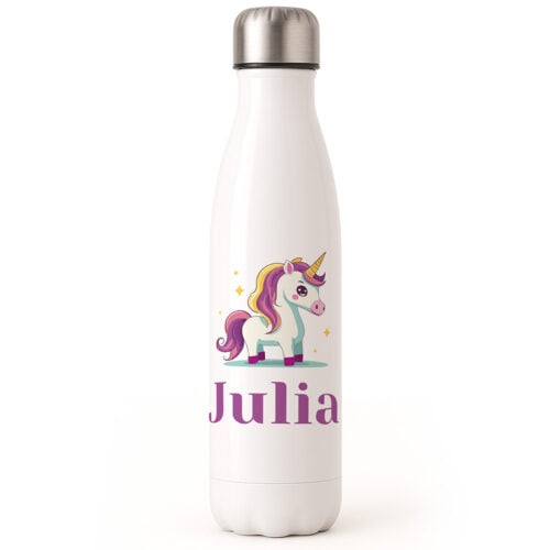 Bouteille isotherme - Licorne avec prénom <br> <strong>  500 ml </strong>