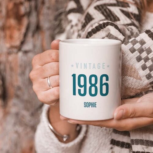 Mug blanc personnalisé - Année de naissance vintage – Image 2