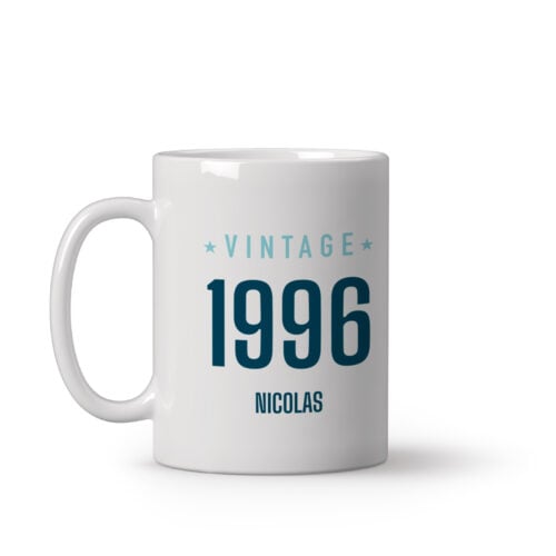Mug blanc personnalisé - Année de naissance vintage