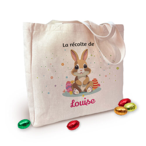 Sac "chasse aux œufs" avec prénom – La récolte de Pâques