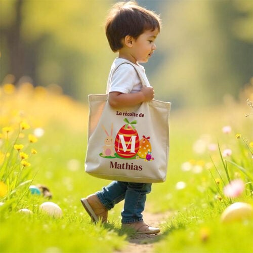 Sac "chasse aux œufs" avec prénom et initiale – Image 2
