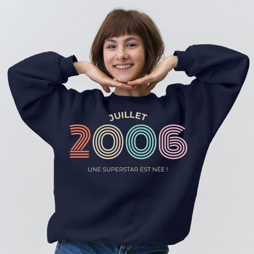 Sweat bleu - Mois et année de naissance d'une Superstar – Image 2