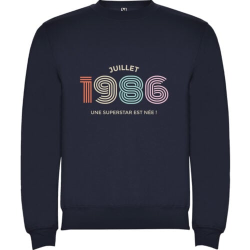 Sweat bleu - Mois et année de naissance d'une Superstar