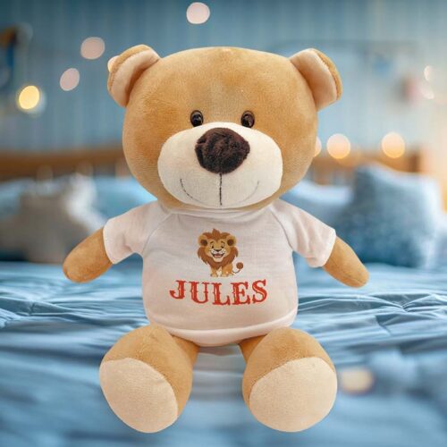 Teddy l'ours en peluche - Prénom avec petit lion <br> <strong>  23 cm </strong> – Image 2